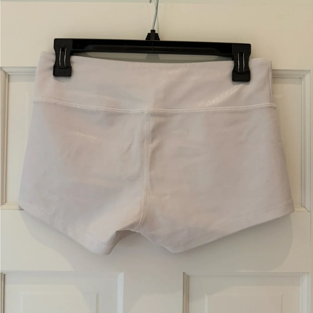 Wodbottom sparkly White Athletic booty Shorts, size medium - Picture 2 of 5